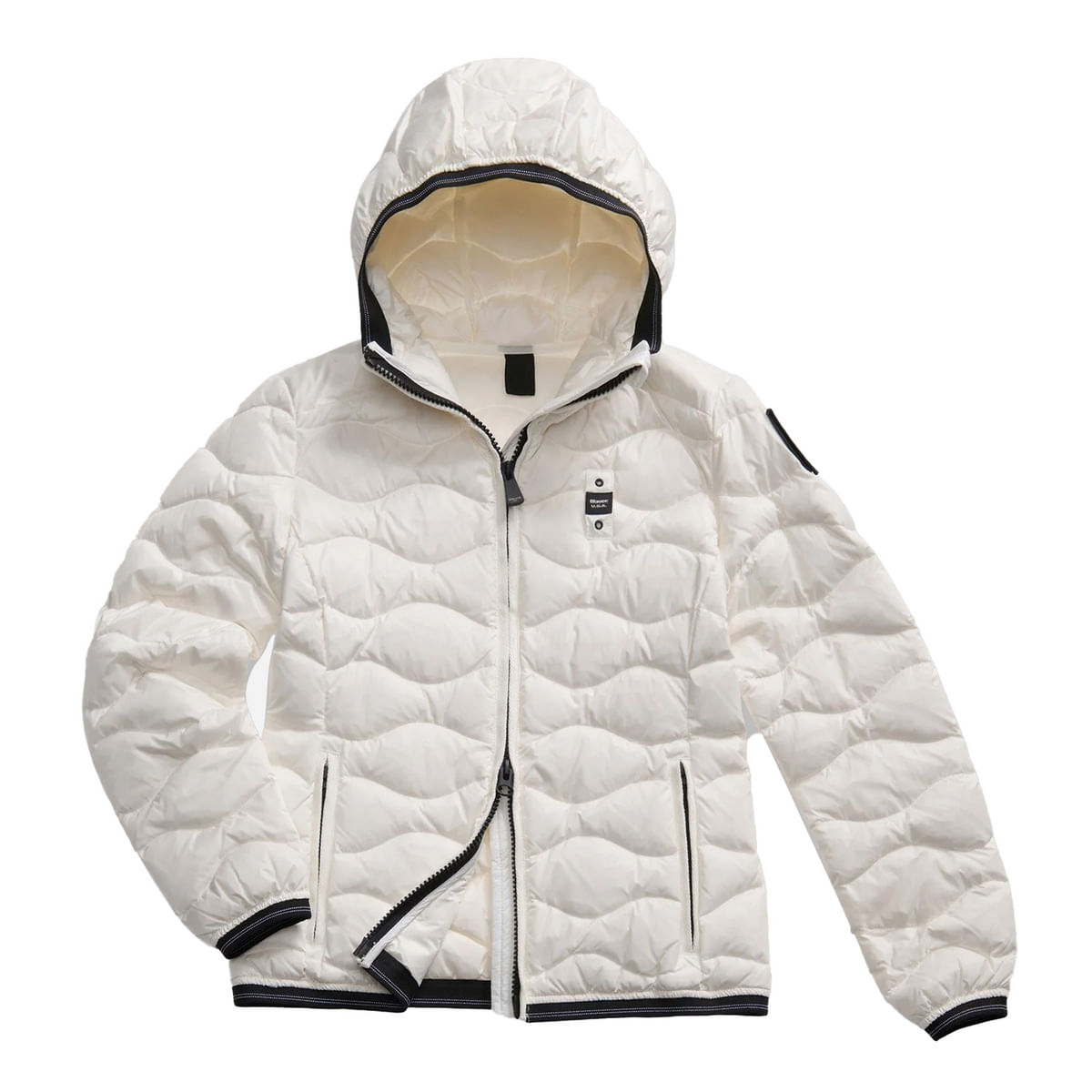 Piumino Con Cappuccio Ad Onde Camelia Donna
