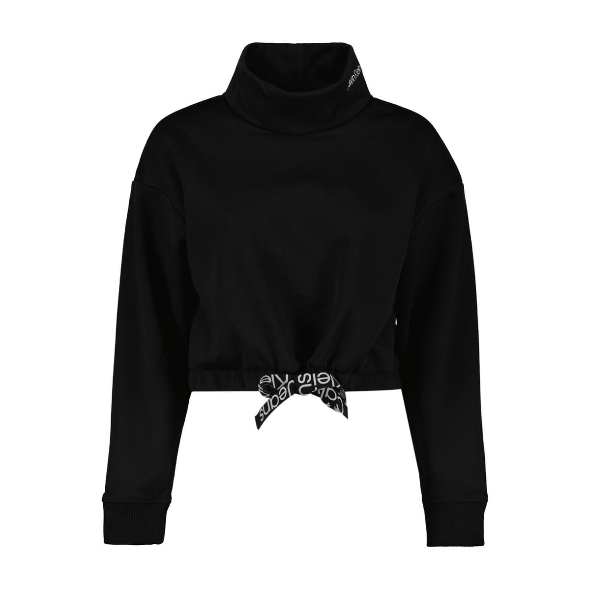FELPA CROP COLLO ALTO CON NASTRO LOGO DONNA