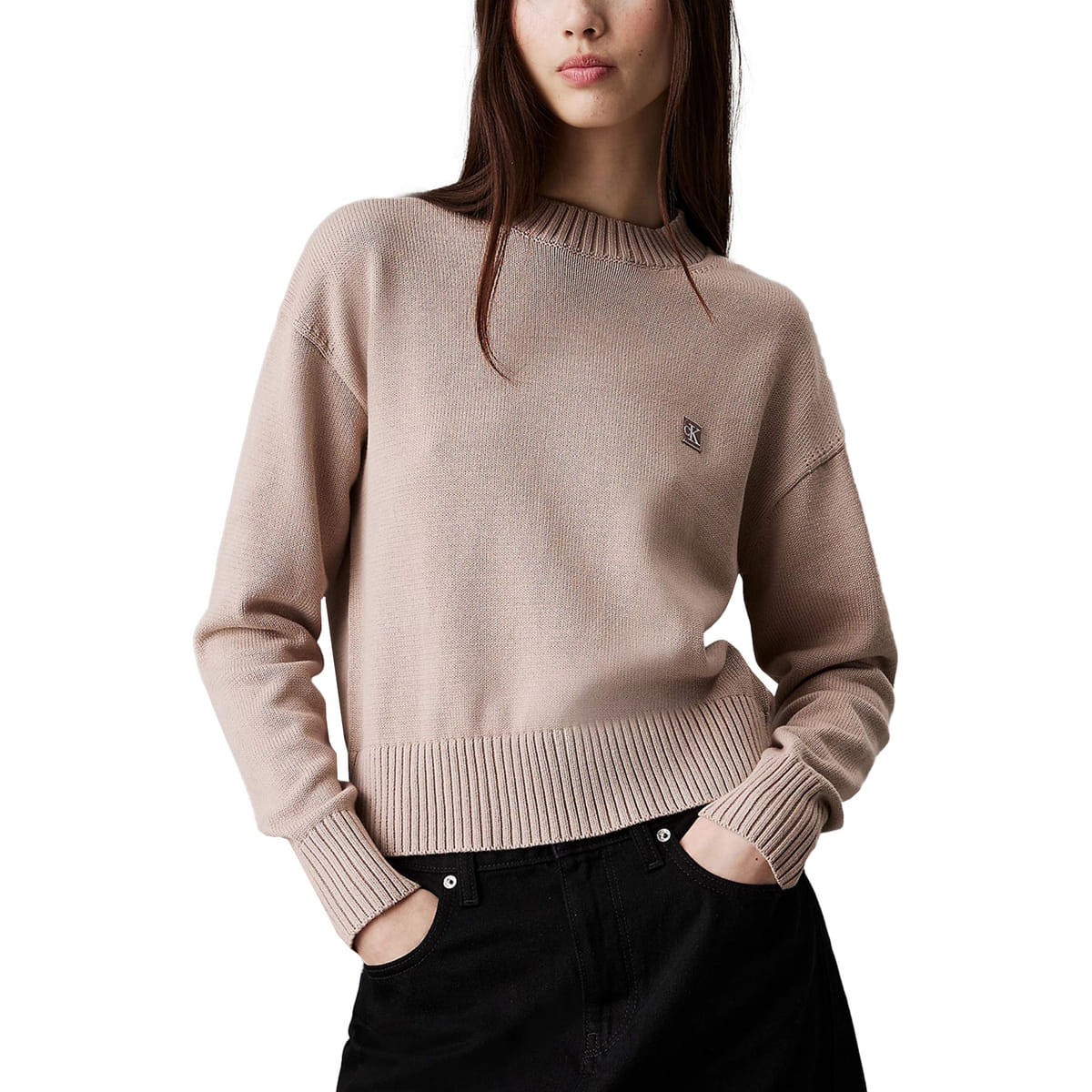 MAGLIONE GIROCOLLO PATCH LOGO DONNA