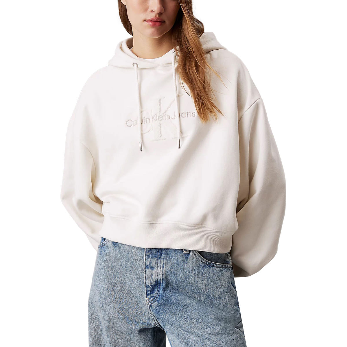 FELPA CROP CON CAPPUCCIO LOGO IN CINIGLIA DONNA