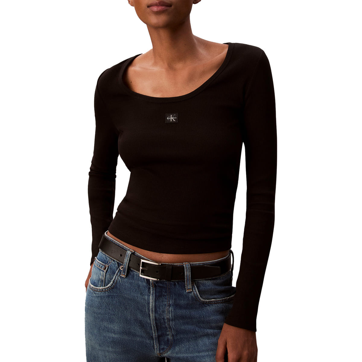 T SHIRT LS WOVEN LABEL DONNA