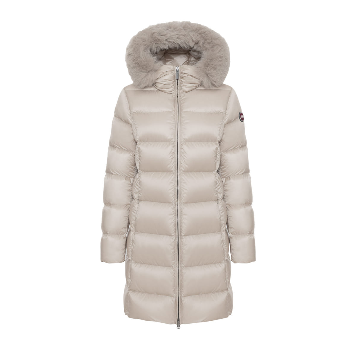 PIUMINO LUNGO RECYCLED CON CAPPUCCIO E PELLICCIA DONNA