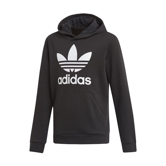 ADIDAS ORIGINALS FELPA CON CAPPUCCIO TREFOIL BAMBINO 037813601 70 BLACK WHITE Felpe Abbigliamento Bambino Moda