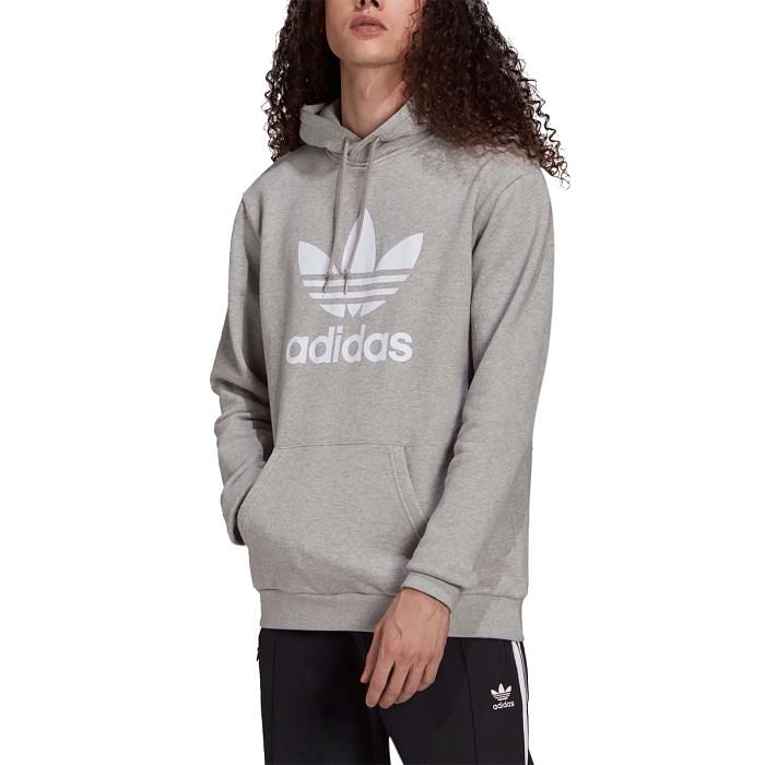 ADIDAS ORIGINALS FELPA CON CAPPUCCIO TREFOIL 043075901 GREY MEDIUM GREY HEA Felpe Sport Style Uomo Moda