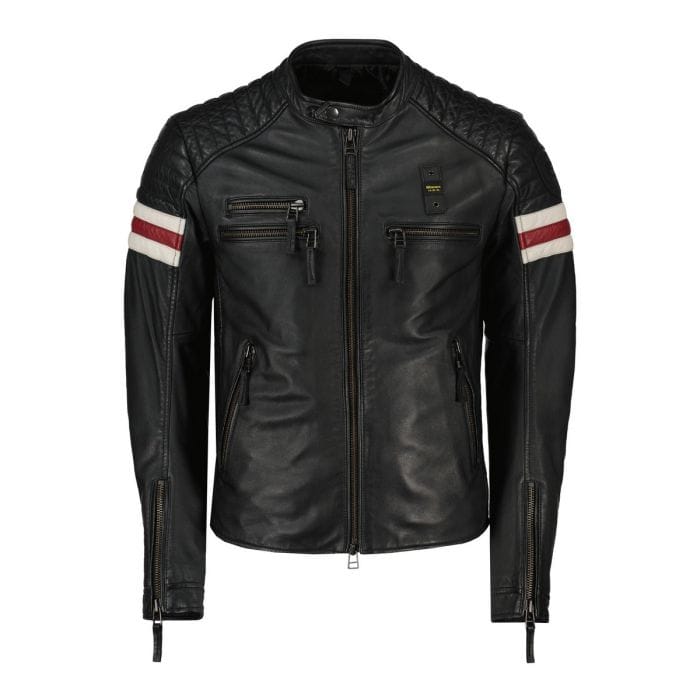 Inventive Publication Giacca Pelle Blauer Moto Giacca In Tessuto