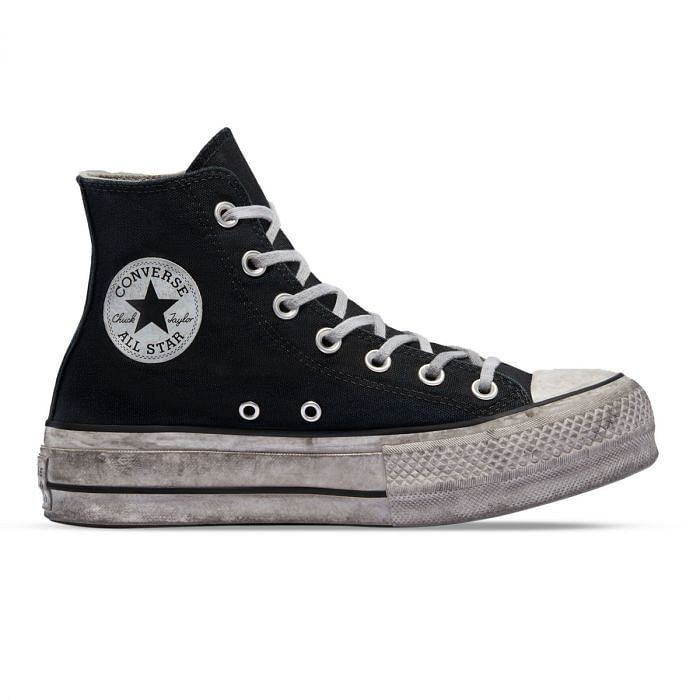 CONVERSE CHUCK TAYLOR ALL STAR PLATFORM SMOKED HI DONNA 043427501 BLSM BLACK SMOKE Tutte Sneaker Scarpe