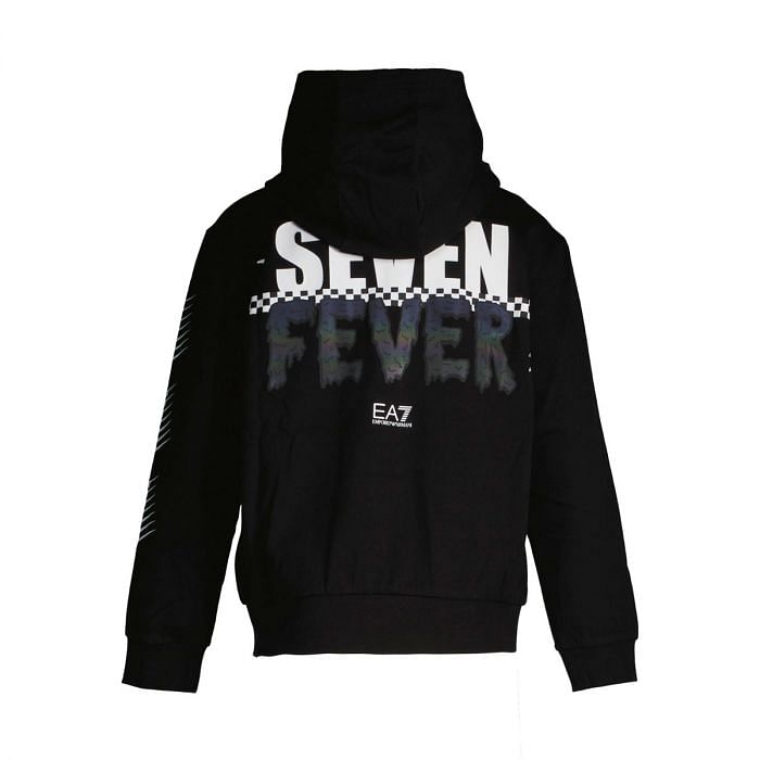 EA7 EMPORIO ARMANI FELPA FULL ZIP CON CAPPUCCIO GRAPHIC BAMBINO 047842001 1200 BLACK Felpe Abbigliamento Bambino Moda