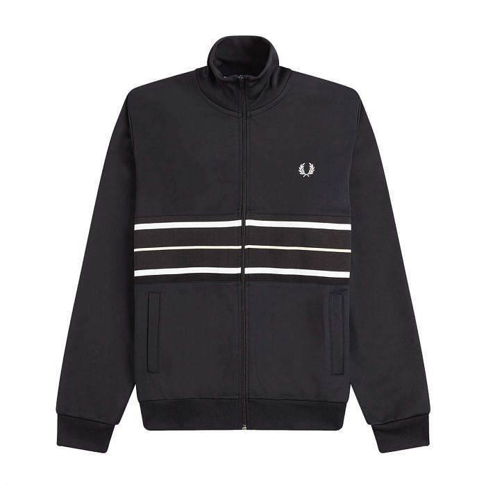 FRED PERRY FELPA FULL ZIP TRIMELINE PANEL TRACK JKT 045291201 608 BLU NAVY Felpe Casual Uomo Moda