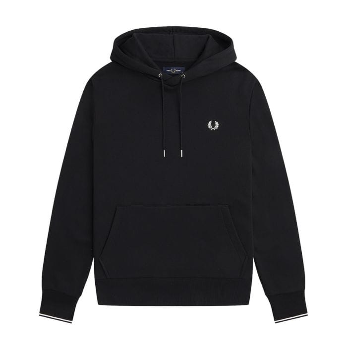 FRED PERRY FELPA CON CAPPUCCIO LOGO 045854801_102 BLACK