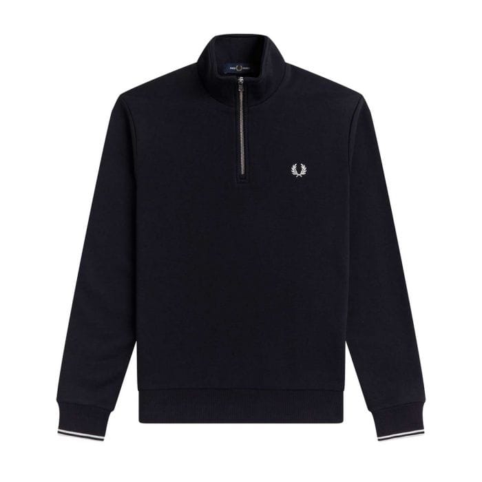 FRED PERRY FELPA MEZZA ZIP LOGO 048145201_608 BLU NAVY