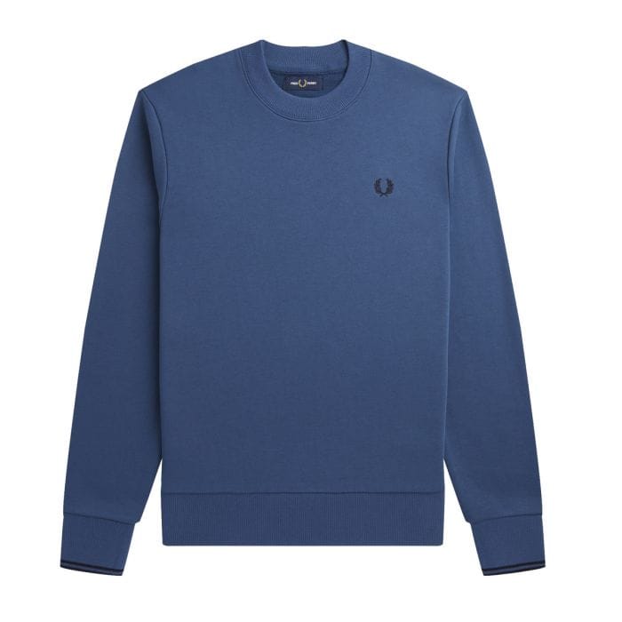 FRED PERRY FELPA GIROCOLLO LOGO 046468401_963 MIDNIFGT BLU