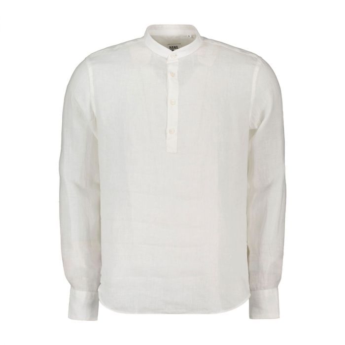 HANG ON CAMICIA COLLO COREANA IN LINO 049392001_01 BIANCO