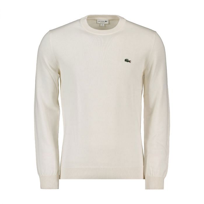 LACOSTE MAGLIONE GIROCOLLO IN COTONE ORGANICO 049392501 70V FARINE BIANCO Maglione Casual Uomo Moda