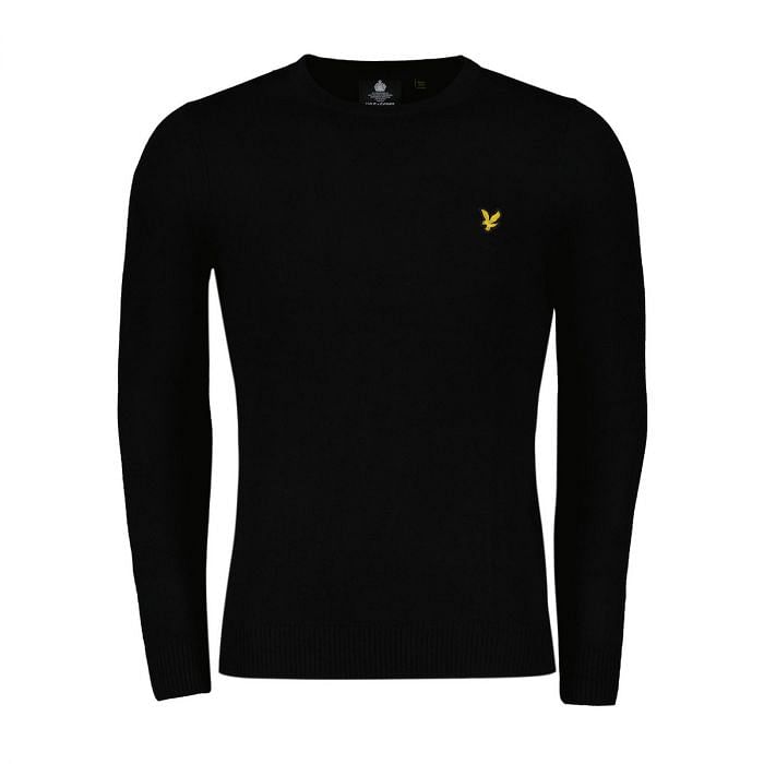 LYLE SCOTT MAGLIONE GIROCOLLO IN COTONE E LANA LOGO 046108701 Z865 BLACK Maglione Casual Uomo Moda