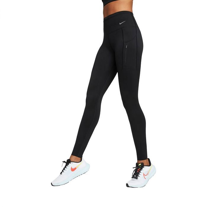 NIKE LEGGINGS DRI FIT GO DONNA 048429801 010 BLACK BLACK Pantaloni Abbigliamento Running Sport