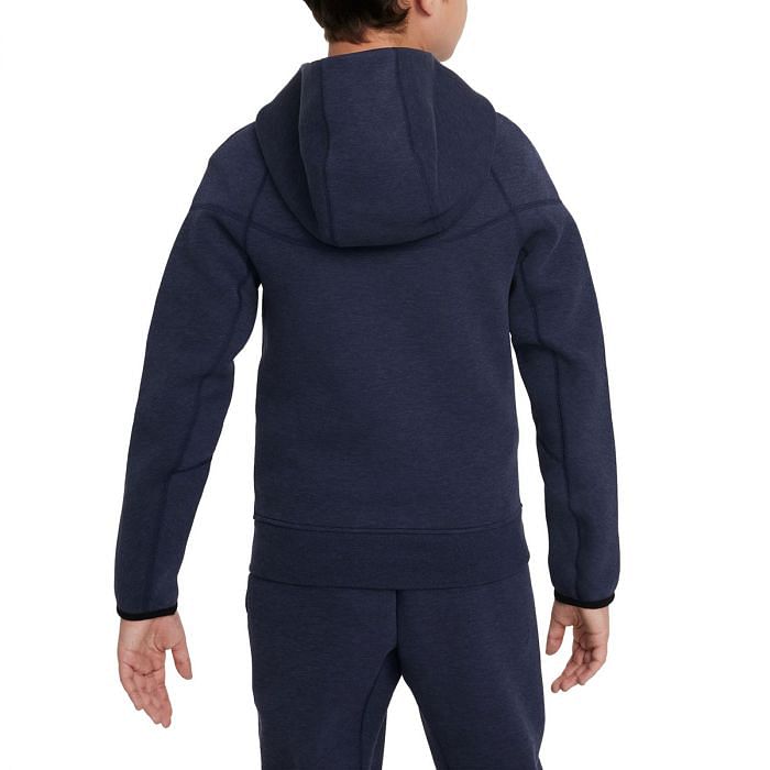 NIKE FELPA FULL ZIP CON CAPPUCCIO TECH FLEECE BAMBINO 048329201 473 OBSIDIANHEATHER Felpe Abbigliamento Bambino Moda