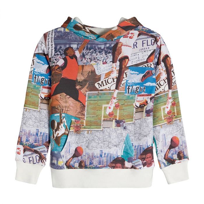 NIKE JORDAN FELPA CON CAPPUCCIO BROOKLYN PRINTED BAMBINO 049633101 782 SAIL Felpe Abbigliamento Basket Sport