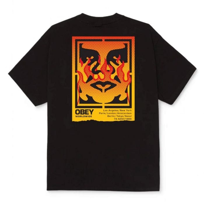 OBEY T-SHIRT ICON STENCIL FLAME 050466401_BLK BLACK T