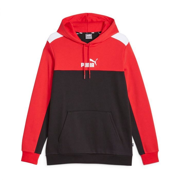 PUMA FELPA CON CAPPUCCIO ESSENTIALS BLOCK 047825401 12 RED Felpe Sport Style Uomo Moda