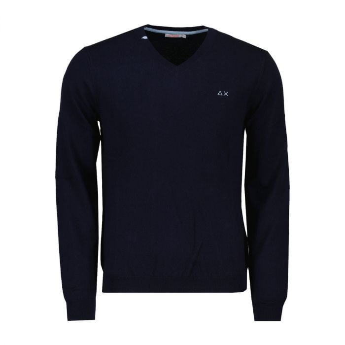SUN 68 MAGLIONE SCOLLO V IN COTONE E LANA 050074801_07 BLU