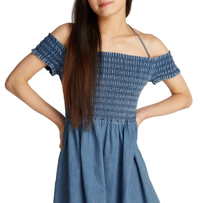 slim fit dress slacks Melts My Heart Chambray Dress- Light Denim main image 0