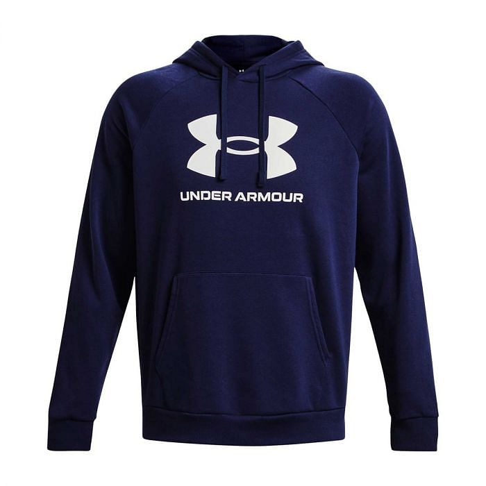 UNDER ARMOUR FELPA CON CAPPUCCIO RIVAL FLEECE LOGO 050009301 410 MIDNIGHT NAVY Felpe Abbigliamento Training e Palestra Sport