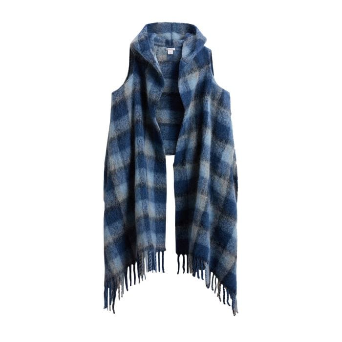 WOOLRICH SCIARPA A MANTELLA CON CAPPUCCIO IN CHECK DONNA