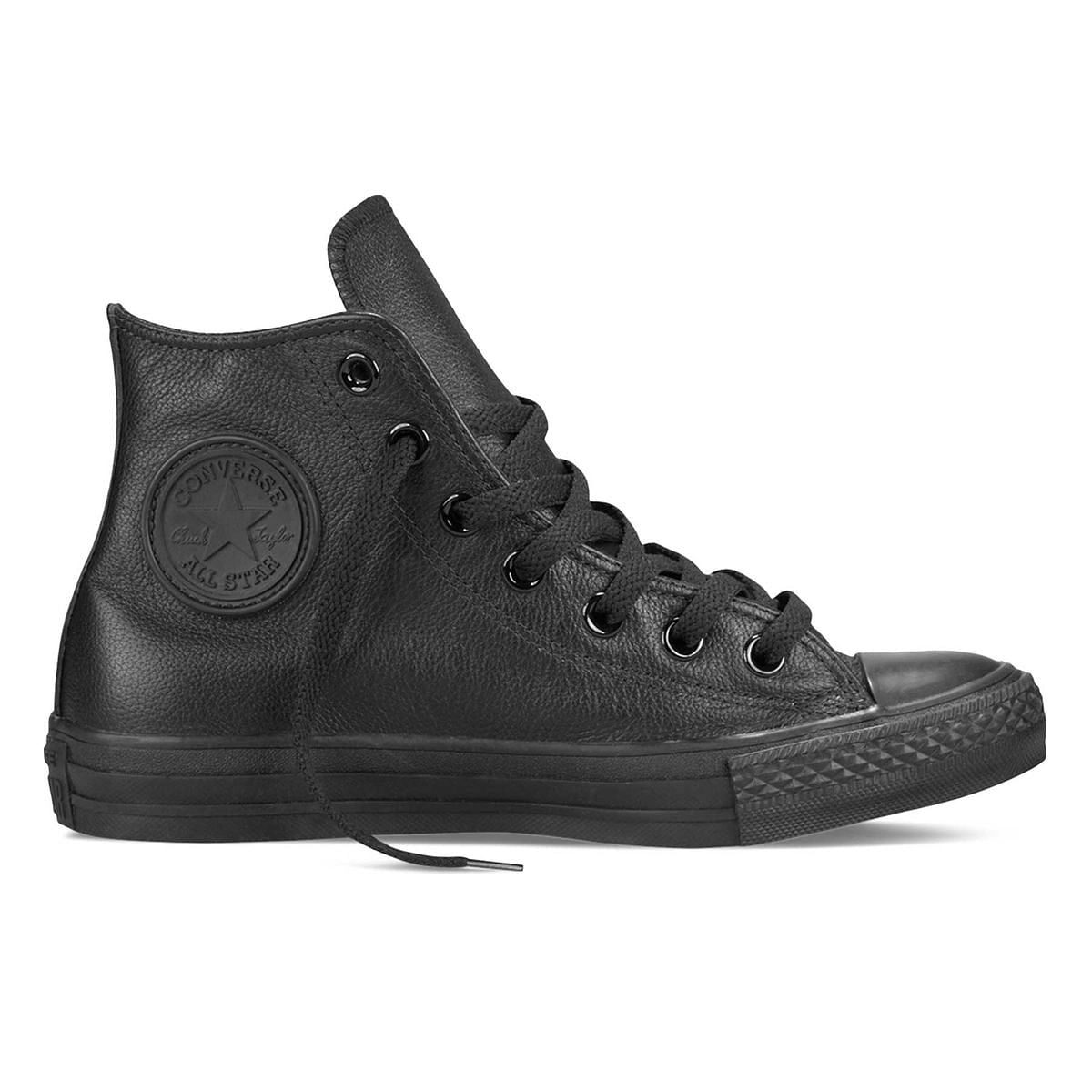 CONVERSE CHUCK TAYLOR ALL STAR HI LEATHER NERE 030289501 BLMO BLACK MONOCHROM Tutte Sneaker Scarpe