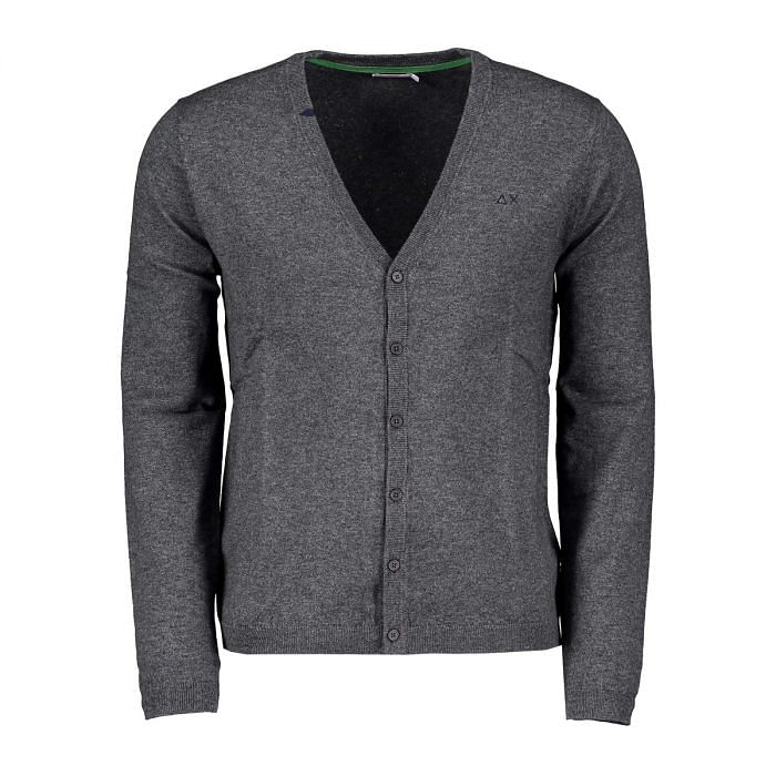 SUN 68 CARDIGAN IN LANA E COTONE 041560201 47 GRIGIO SCURO Maglione Casual Uomo Moda