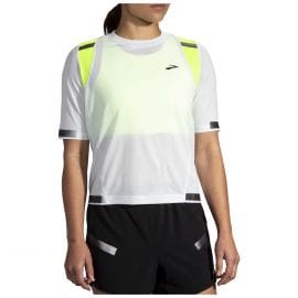 BROOKS RUN VISIBLE LONG SLEEVE WHITE/ASPHALT/NIGHTLIFE - Running T-shirt