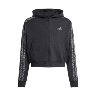 Adidas Kc7203 Felpa Full Zip Con Cappuccio Jgan 3 Stripes Bambina Abbigliamento Training E Palestra Junior