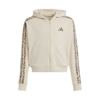 Adidas Kc7205 Felpa Full Zip Con Cappuccio Jgan 3 Stripes Bambina Abbigliamento Training E Palestra Junior