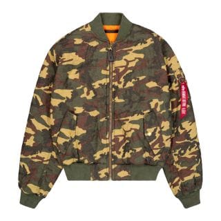 Alpha Industries 258110 Bomber In Canvas Ma1 Quilted Camo Revers Giacconi Uomo