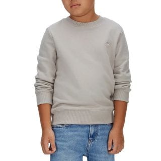Calvin Klein Iu0iu00570 Felpa Giro Mono Mini Badge Bambino Abbigliamento Bambino Junior