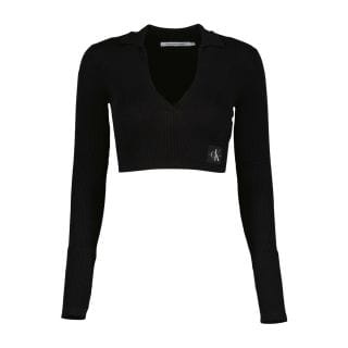 Calvin Klein J20j221969 Maglione Crop Scollo A V Donna Casual Donna