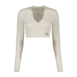 Calvin Klein J20j221969 Maglione Crop Scollo A V Donna Casual Donna