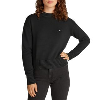 Calvin Klein J20j222987 Maglione Girocollo Patch Logo Donna Casual Donna