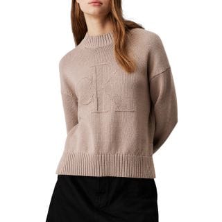 Calvin Klein J20j224224 Maglione Girocollo Logo A Intarsio Donna Casual Donna