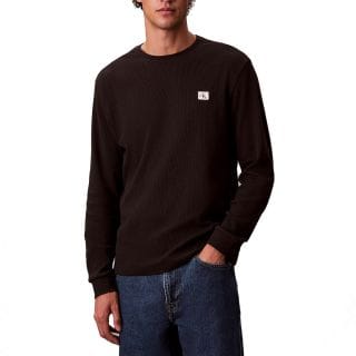 Calvin Klein Lv040em217 T Shirt Ls Waffle Badge Crewnk Casual Uomo