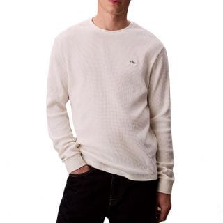 Calvin Klein Lv040em217 T Shirt Ls Waffle Badge Crewnk Casual Uomo