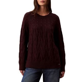 Calvin Klein Lv044e301g Maglione Girocollo Treccia Cotone Casual Donna