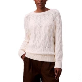 Calvin Klein Lv044e301g Maglione Girocollo Treccia Cotone Casual Donna