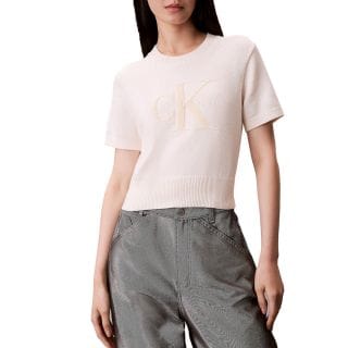 Calvin Klein Lv044e306g Maglia Ss Chunky Cotton Fìgraphic Donna Casual Donna