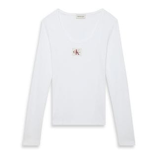 Calvin Klein Lv047d218g T Shirt Ls Woven Label Donna Casual Donna