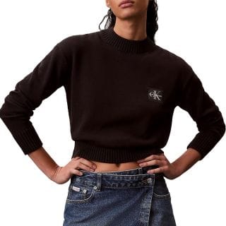 Calvin Klein Lv047d351g Maglione Girocollo Embro Badge Donna Casual Donna