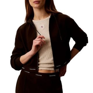 Calvin Klein Lv047g252g Felpa Full Zip Boxy Waist Brend Donna Casual Donna