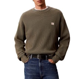 Calvin Klein Lv04rd313g Maglione Girocollo Waffle Casual Uomo