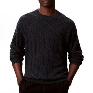 Calvin Klein Lv04re301g Maglione Girocollo Cotone Easy Aop Casual Uomo