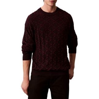 Calvin Klein Lv04re301g Maglione Girocollo Cotone Easy Aop Casual Uomo