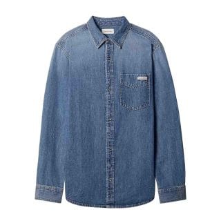 Calvin Klein Lv04re708g Camicia In Denim Pocket Casual Uomo